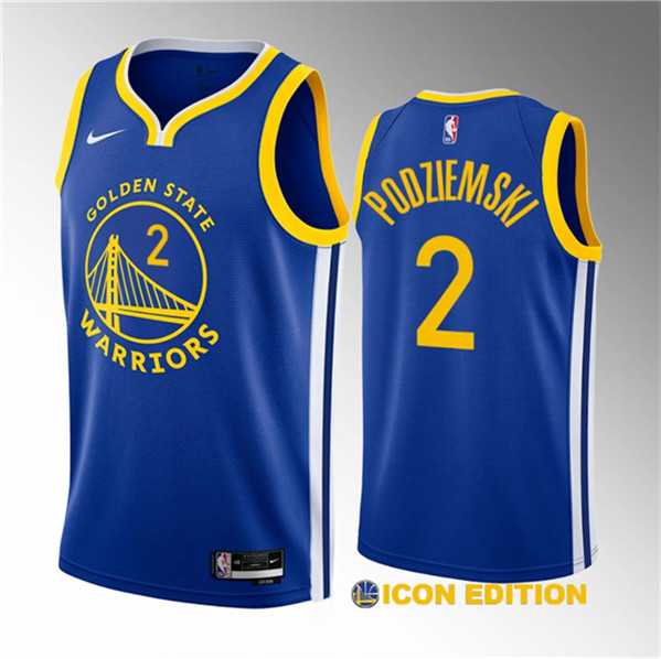 Men%27s Golden State Warriors #2 Brandin Podziemski Royal 2023 Draft Icon Edition Swingman Stitched Basketball Jersey Dzhi